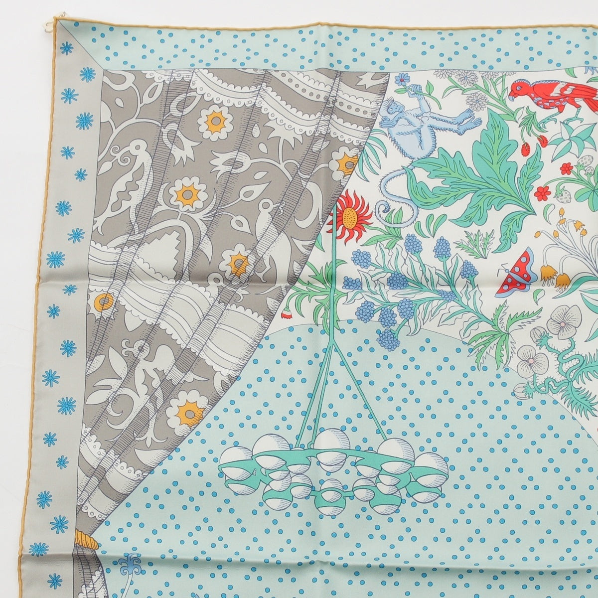 HERMES Calle 90 silk Le Premier Chant (The Beginning Song) scarf Blue multicolor