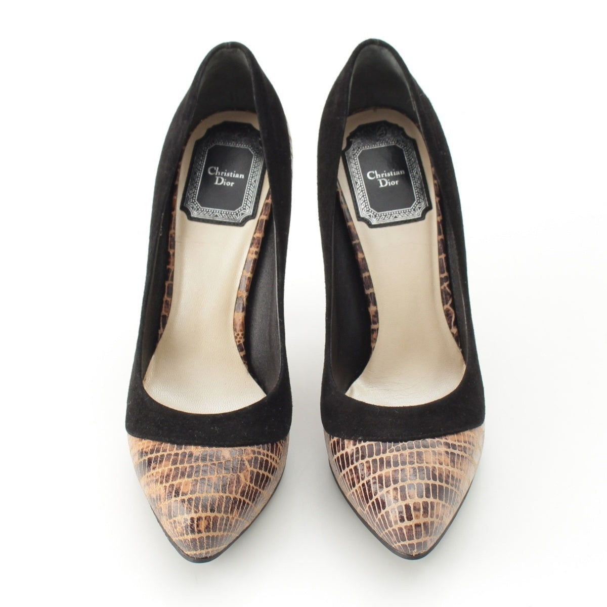 Christian Dior Crocodile-embossed heels pumps shoes Brown 35 1/2