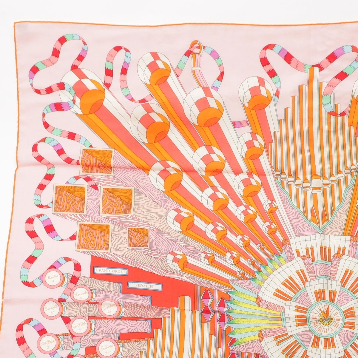 HERMES Carrégeant 140 Points D'ORGUE cashmere silk Fermata shawl Pink multicolor