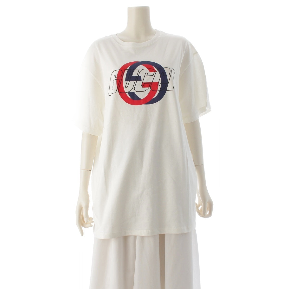 GUCCI Cotton jersey GG Logo Crew Neck Short sleeve T-shirt tops 771758 white L
