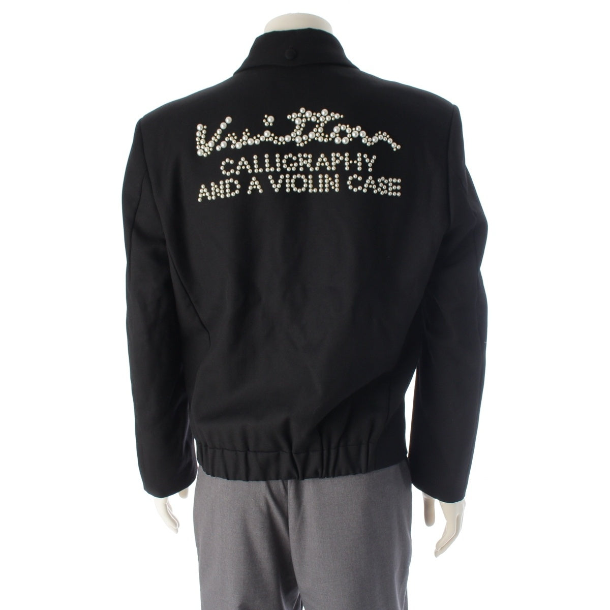 LOUIS VUITTON wool Embellished Blouson with Logo and Jewel tailored jacket Black White 44
