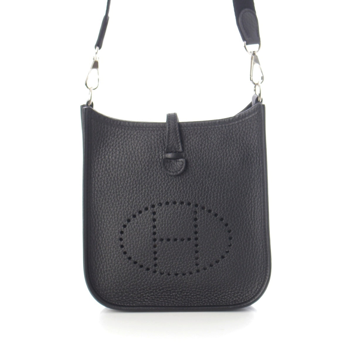 HERMES Evelyn TPM Taurillon Clemence Amazon Shoulder Bag Noir SilverMetal