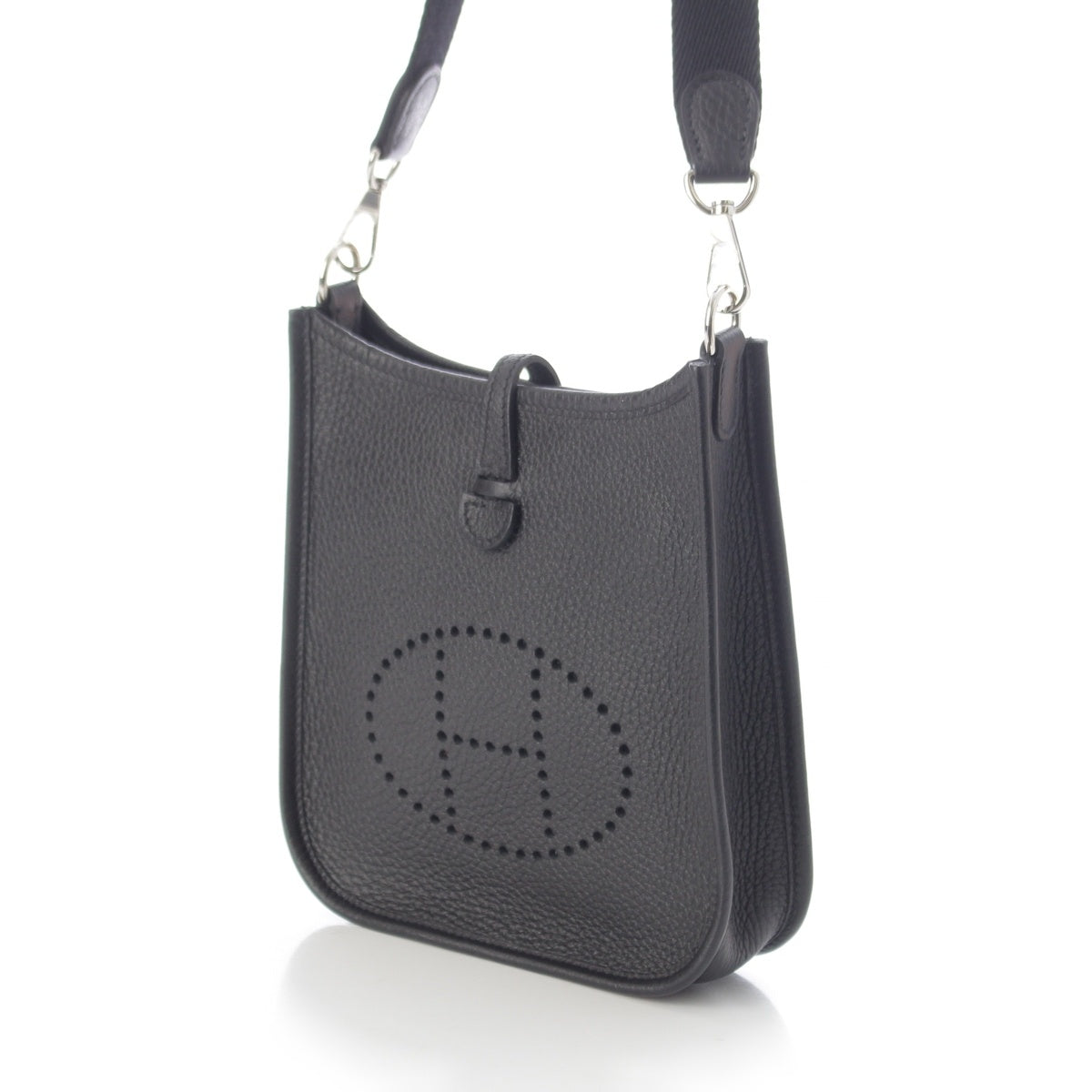HERMES Evelyn TPM Taurillon Clemence Amazon Shoulder Bag Noir SilverMetal