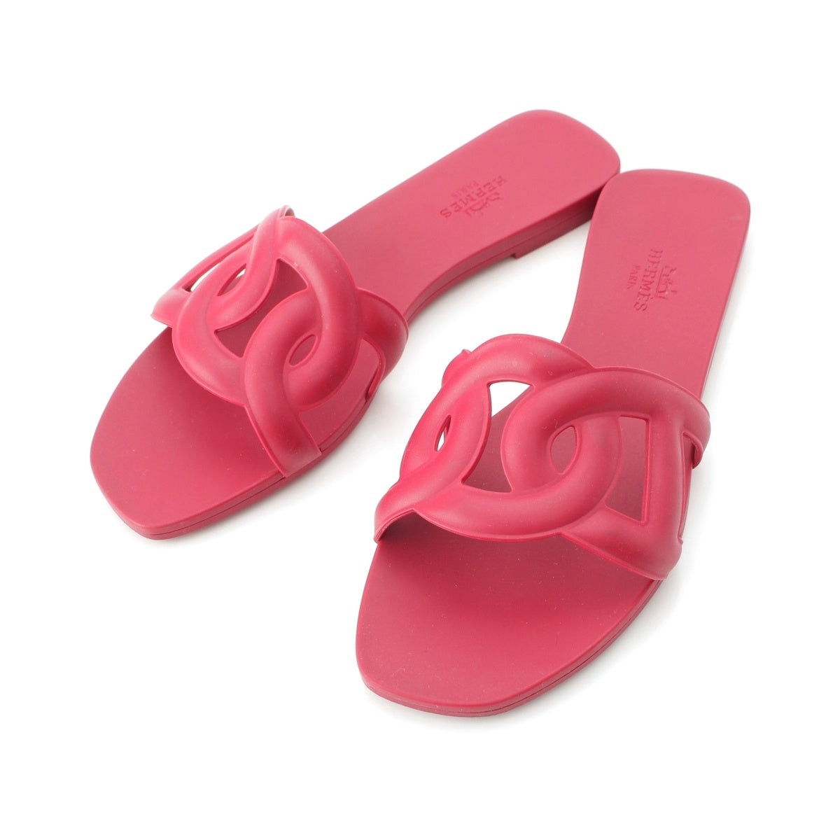 HERMES Aloha rubber flat Sandals Red 36