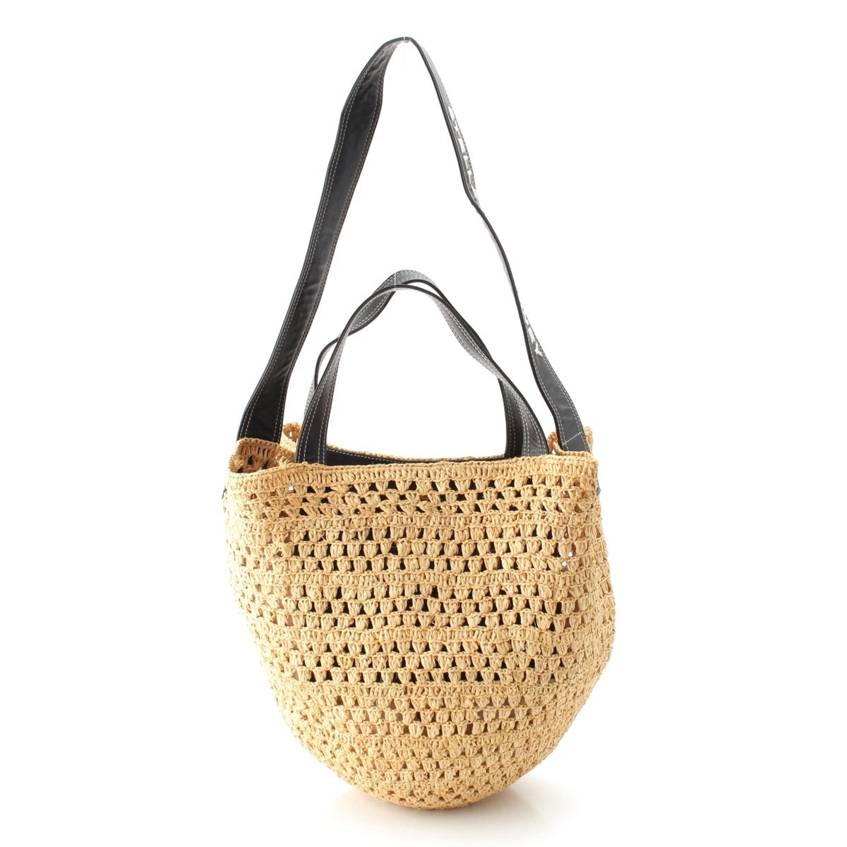 Stella McCartney Raffia leather Basket Tote Bag Beige x black