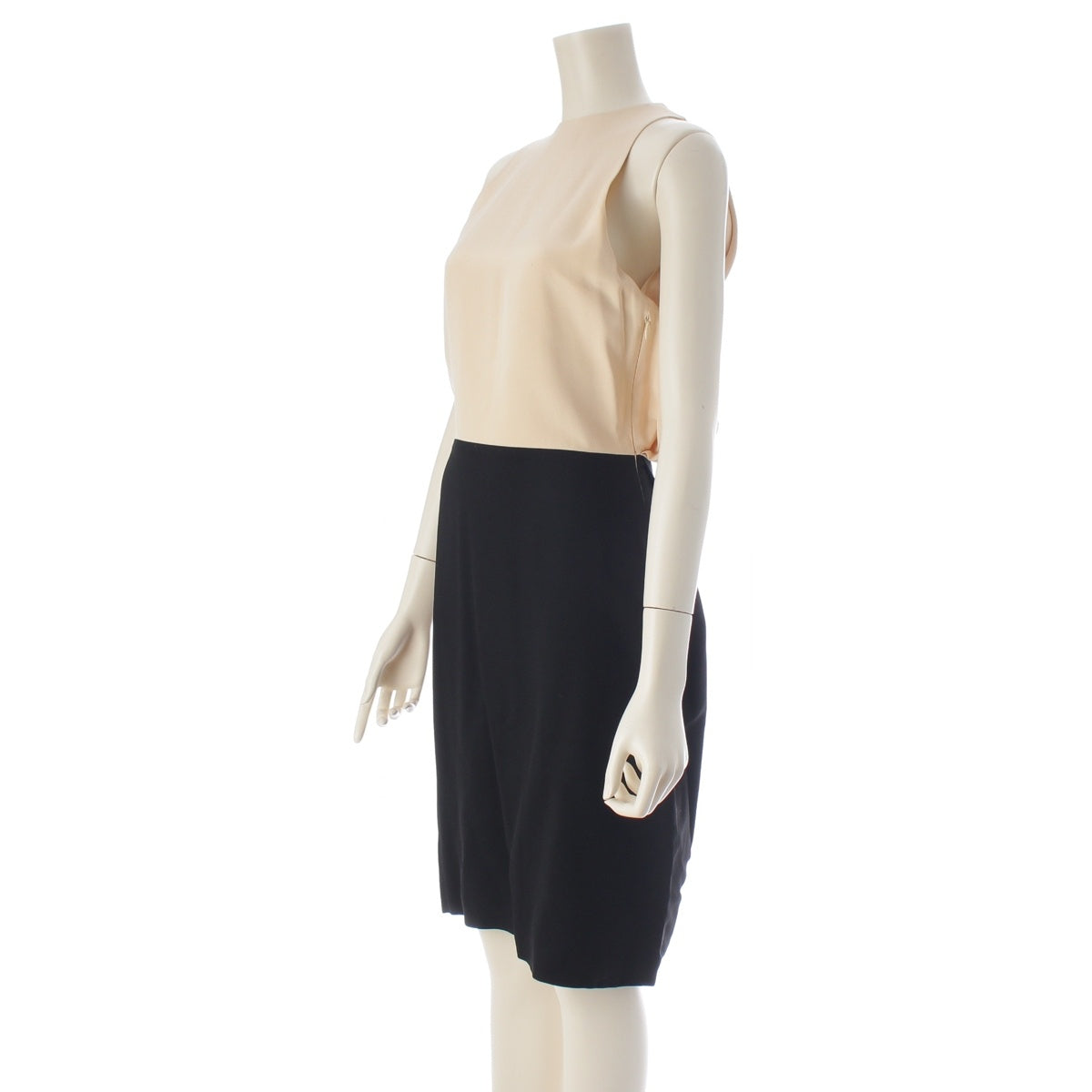 CELINE silk Two-tone, open back, sleeveless one piece 2 6E04/2610 Black beige 34