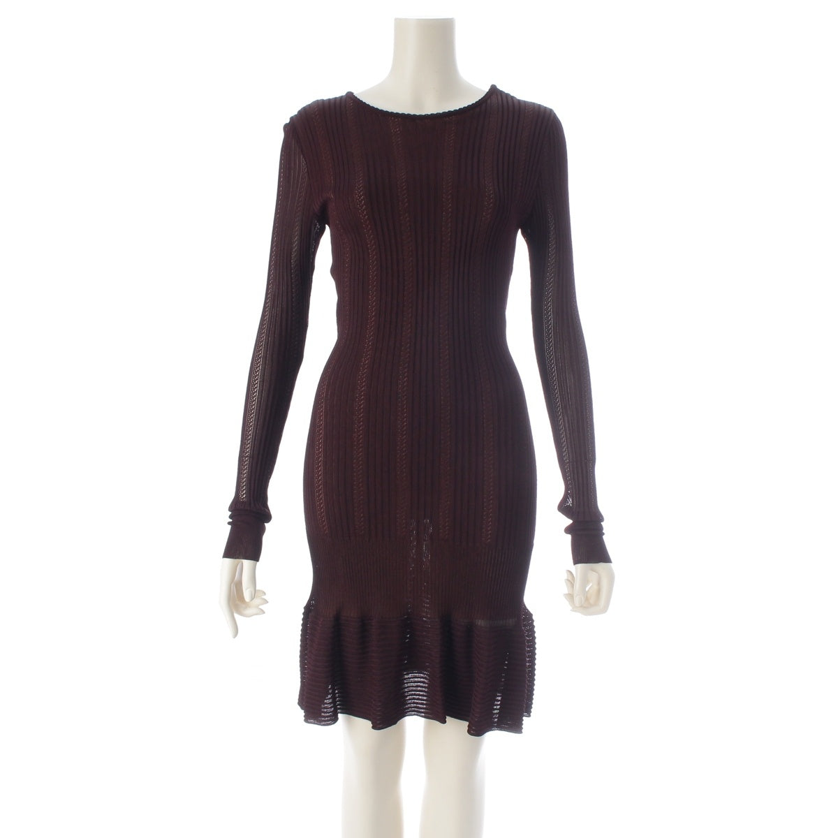 Alaia Vintage Bodycon Knit one piece dress Brown XS