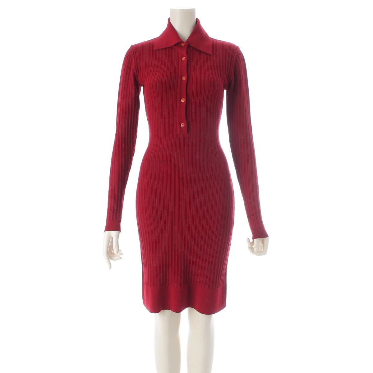 Alaia wool vintage knit one piece dress Red S