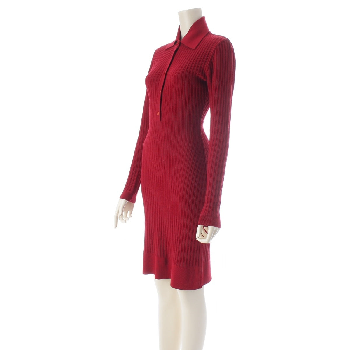 Alaia wool vintage knit one piece dress Red S