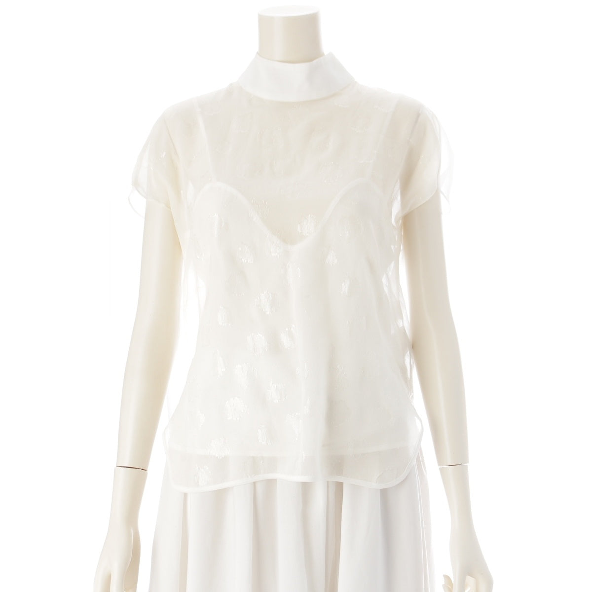 Mame Kurogouchi Film Jacquard Top blouse MM20SS-SH046 white 1