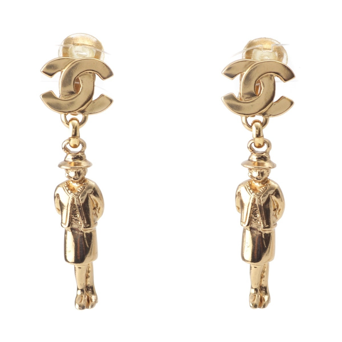 CHANEL 02P Mademoiselle COCO Mark Earring Accessories gold