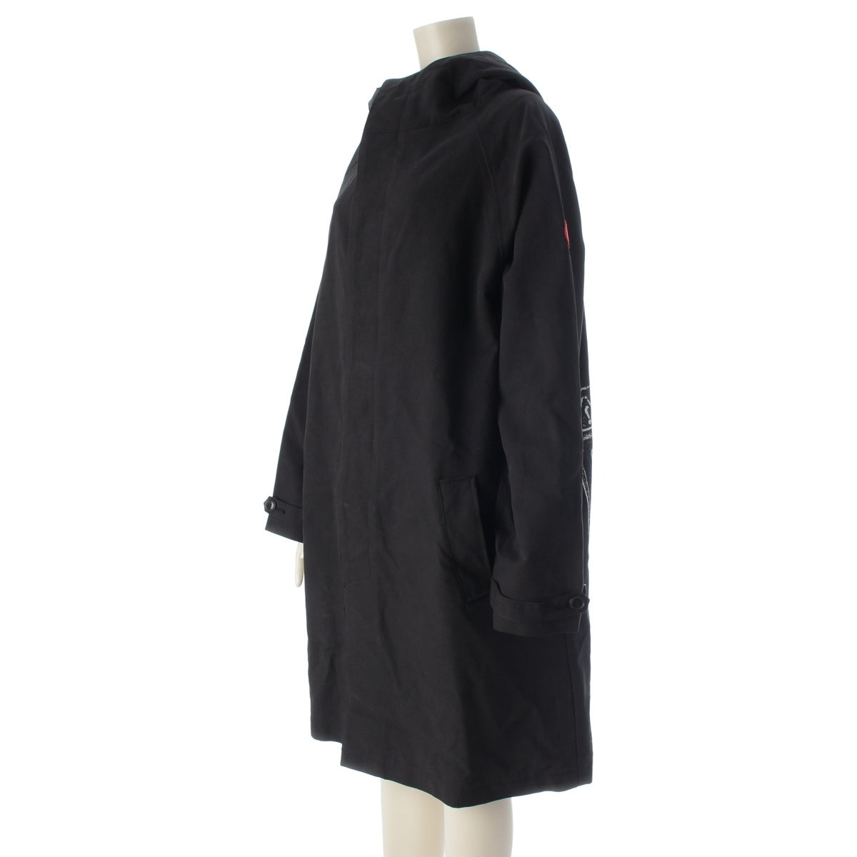 C.E cotton Back print hooded coat black M