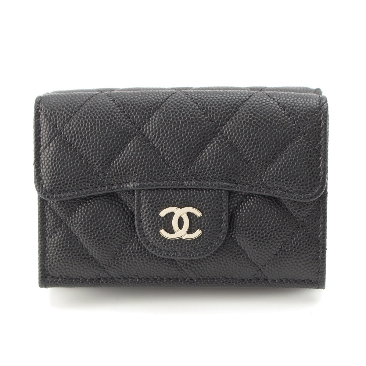 CHANEL Caviar skin Matelassé COCO Mark Wallet (Random Serial Number) Tri-fold wallet black