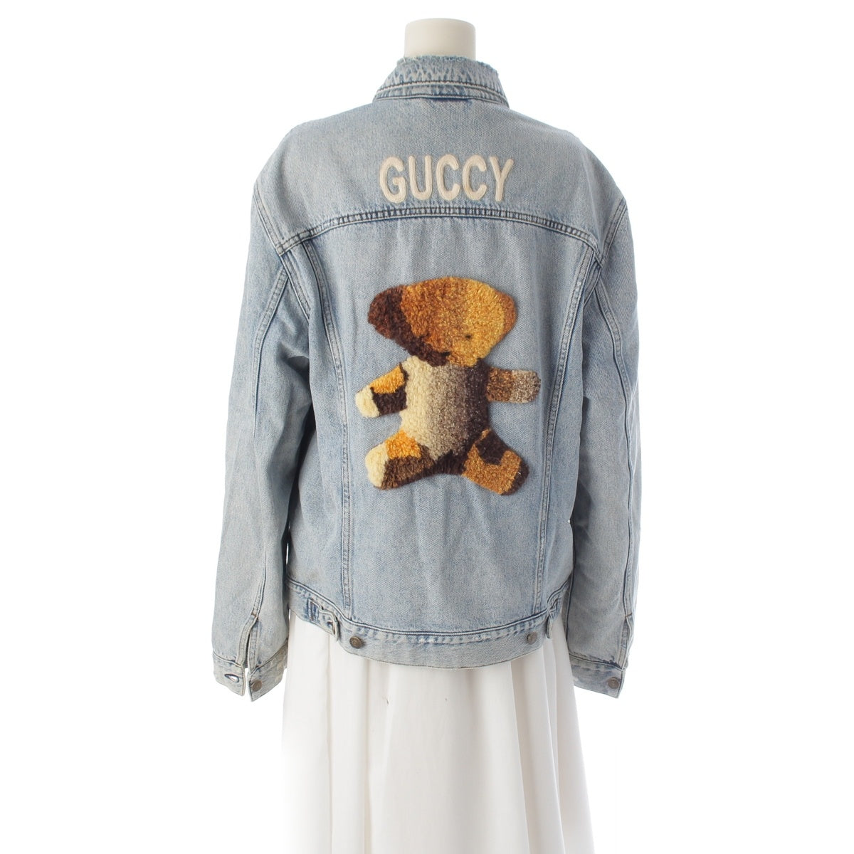 GUCCI GUCCY GUCCY Bear Patch Trucker Denim Jacket 488405 Ice blue