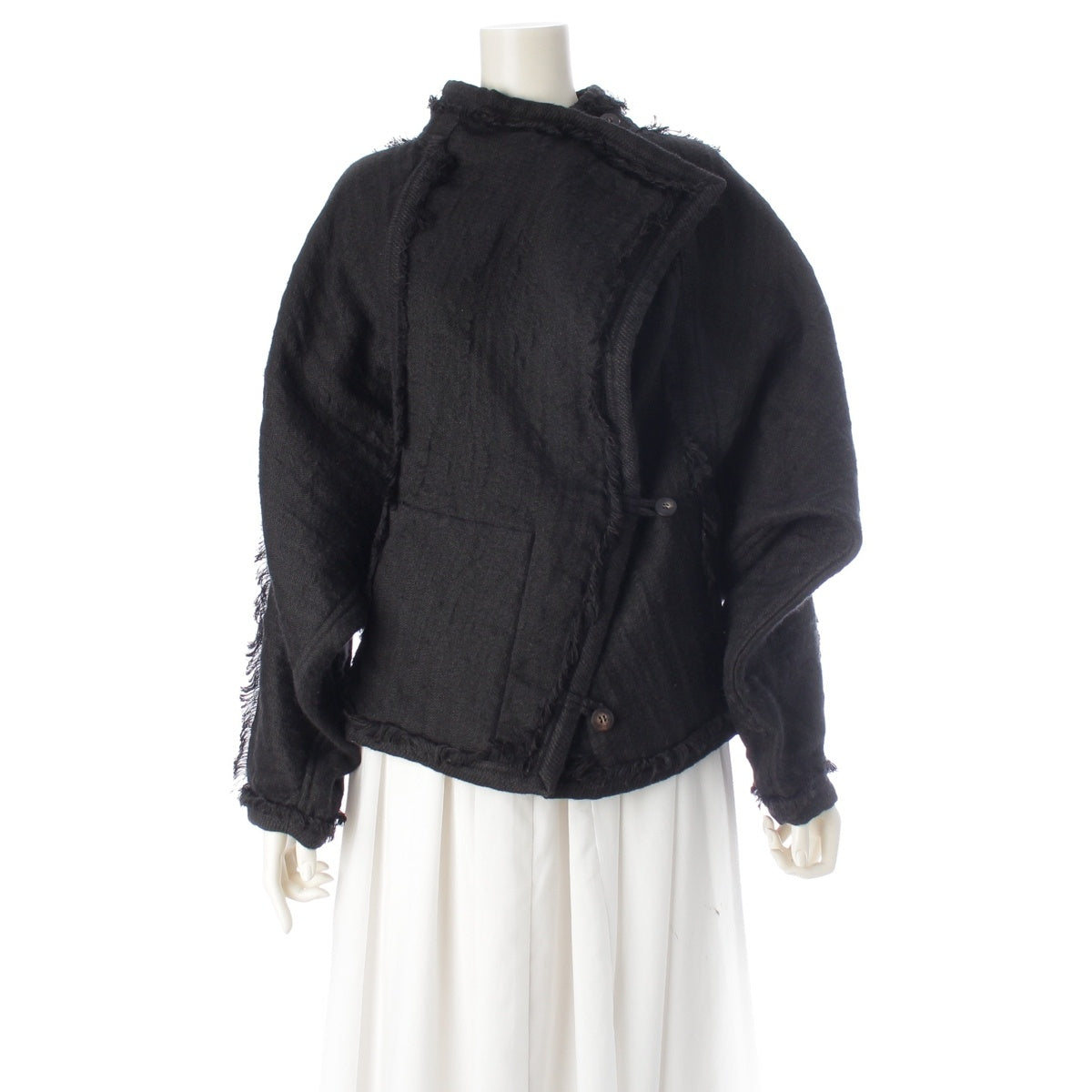 ISSEY MIYAKE wool linen poncho outer jacket JV33122 black 9