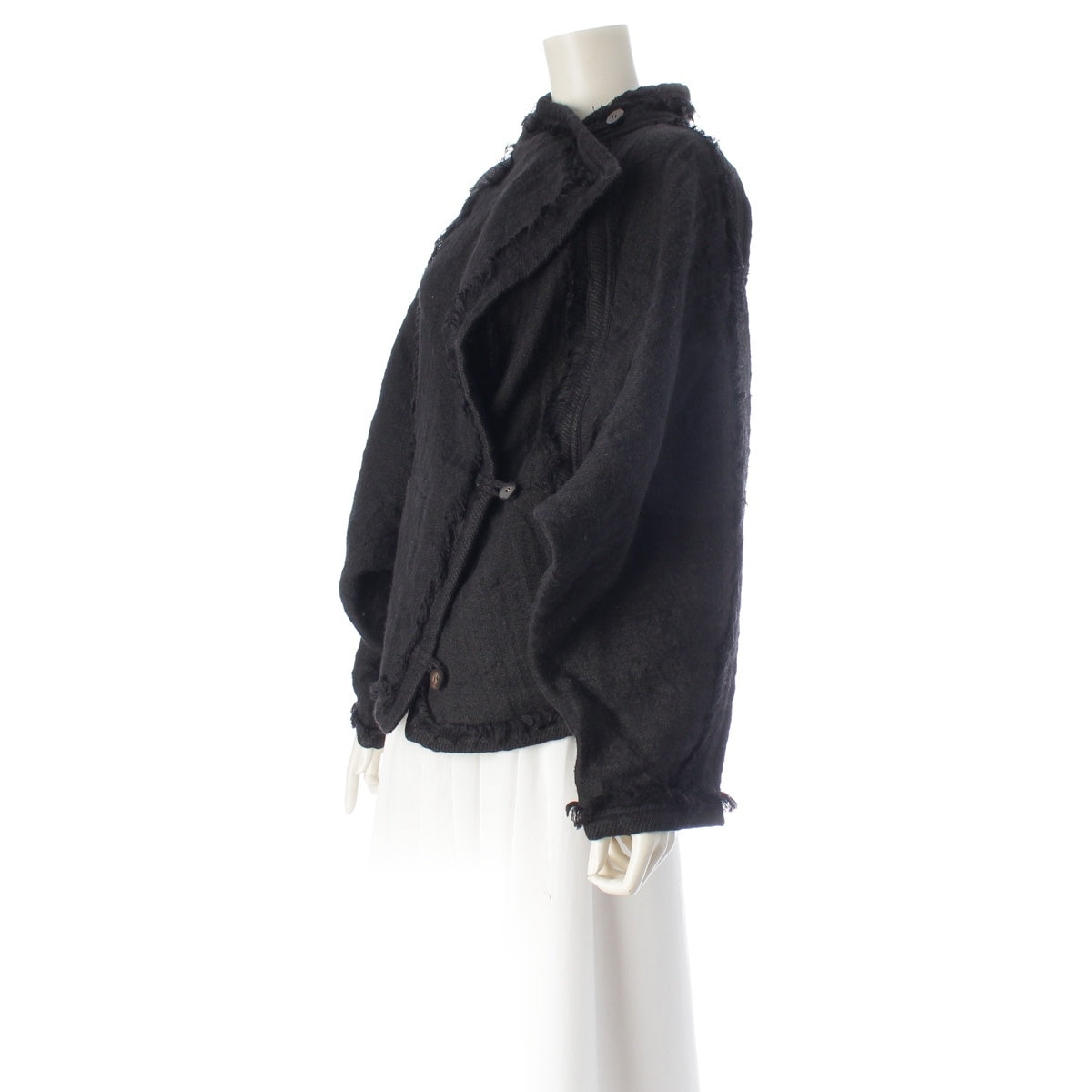 ISSEY MIYAKE wool linen poncho outer jacket JV33122 black 9