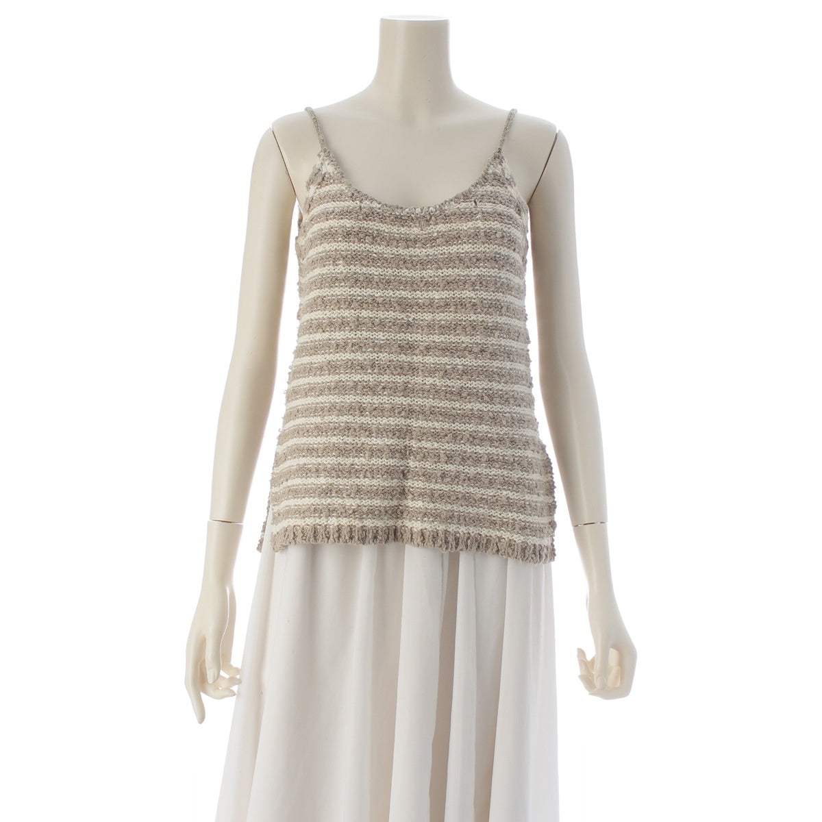 ISSEY MIYAKE All Style border camisole tops beige