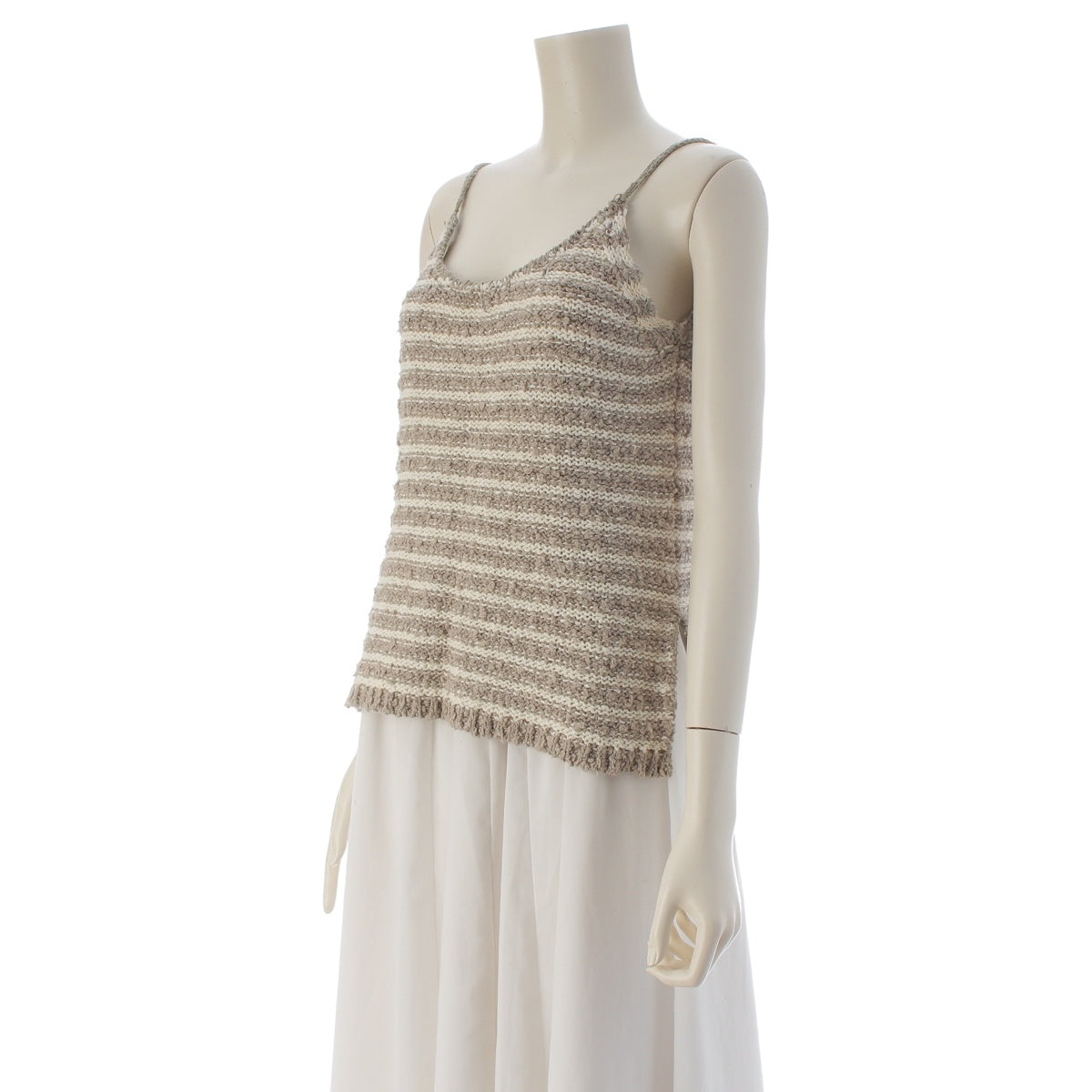 ISSEY MIYAKE All Style border camisole tops beige
