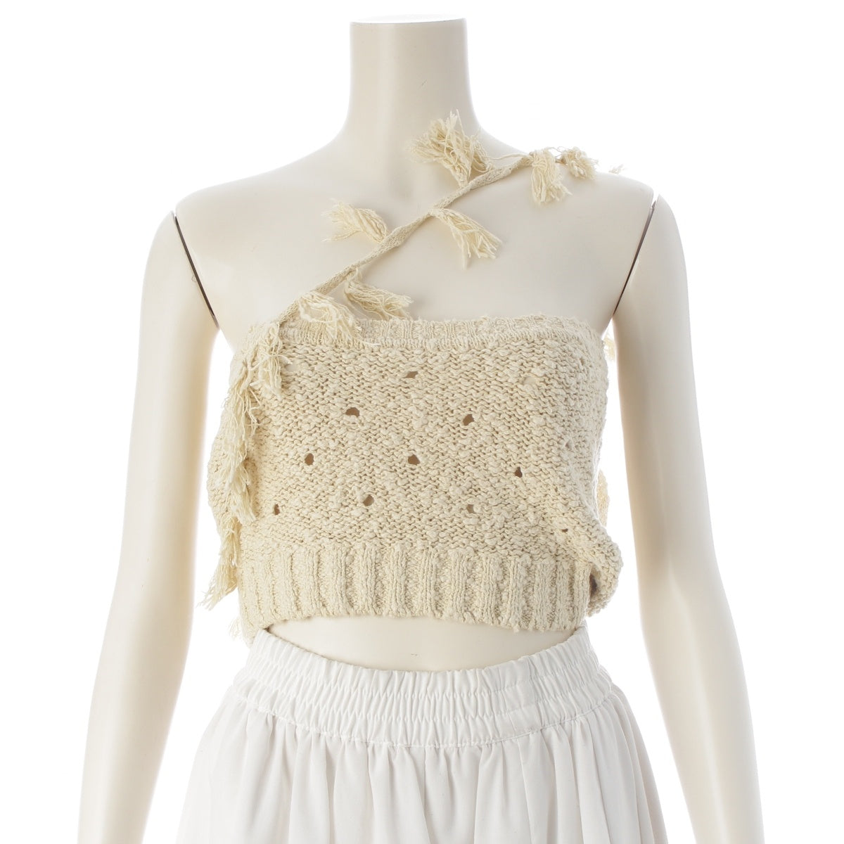 ISSEY MIYAKE All Style Early Fringe Shoulder Top camisole light beige