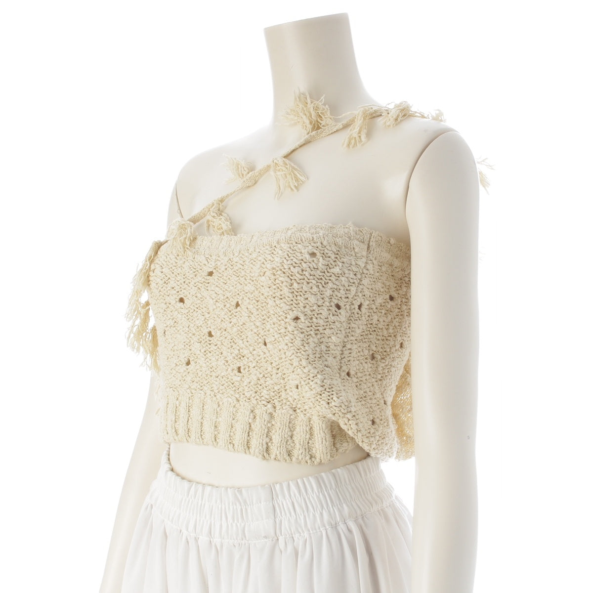 ISSEY MIYAKE All Style Early Fringe Shoulder Top camisole light beige