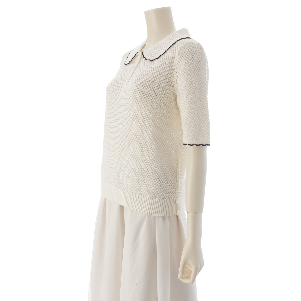 Rene Knit short-sleeved top with pearls Polo shirt tops 6322026 white 36