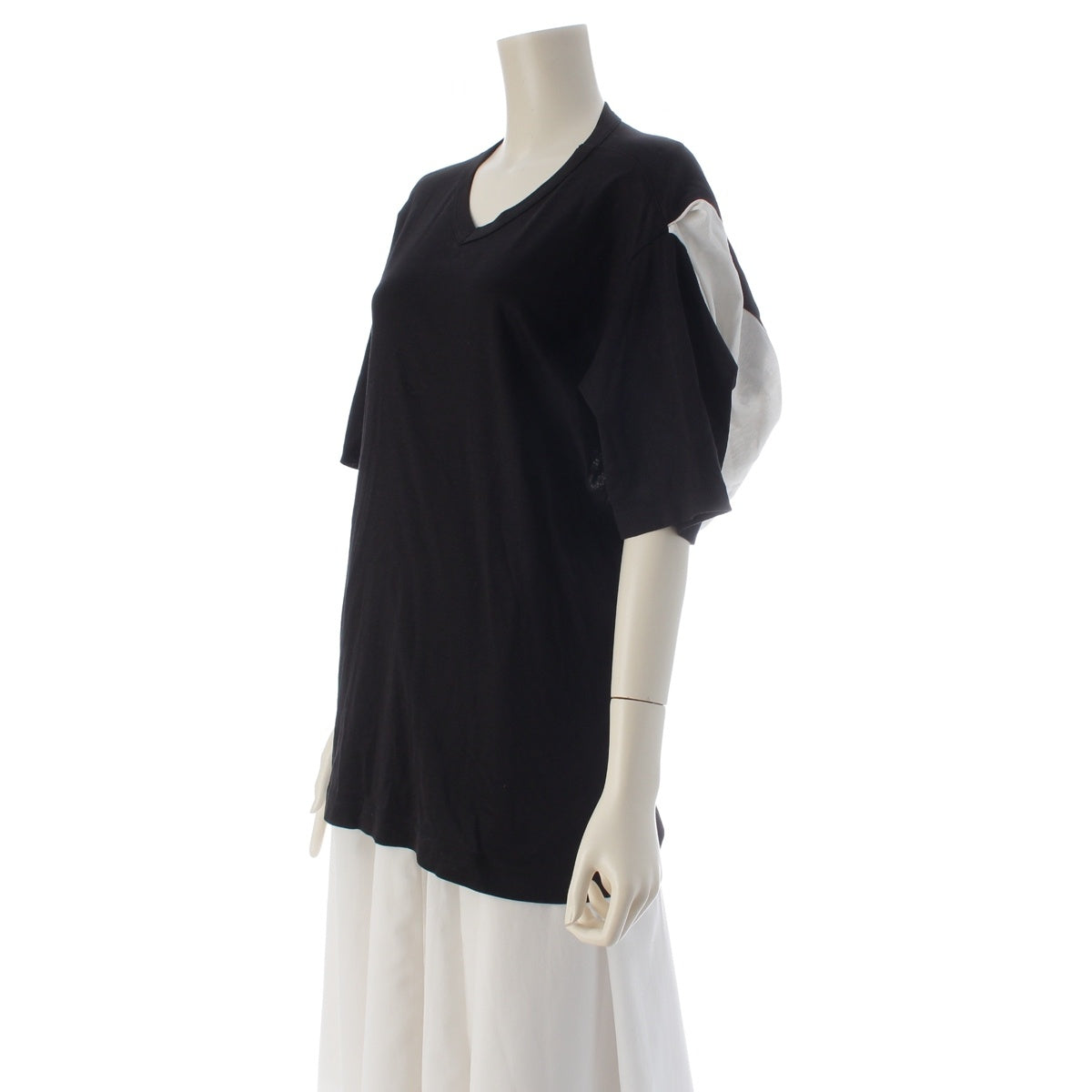 ISSEY MIYAKE DEFORMED BOX TOPS Modified Short-Sleeve T-Shirt Cut tops JY12787 White black M