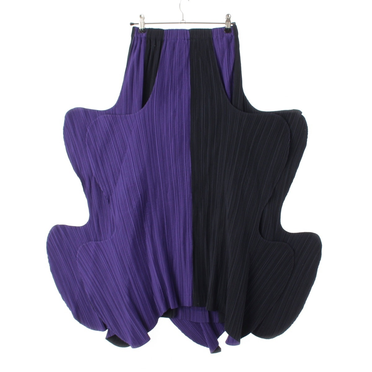 ISSEY MIYAKE CURVED PLEATES Overskirt skirt IM11-FG039 Black purple M