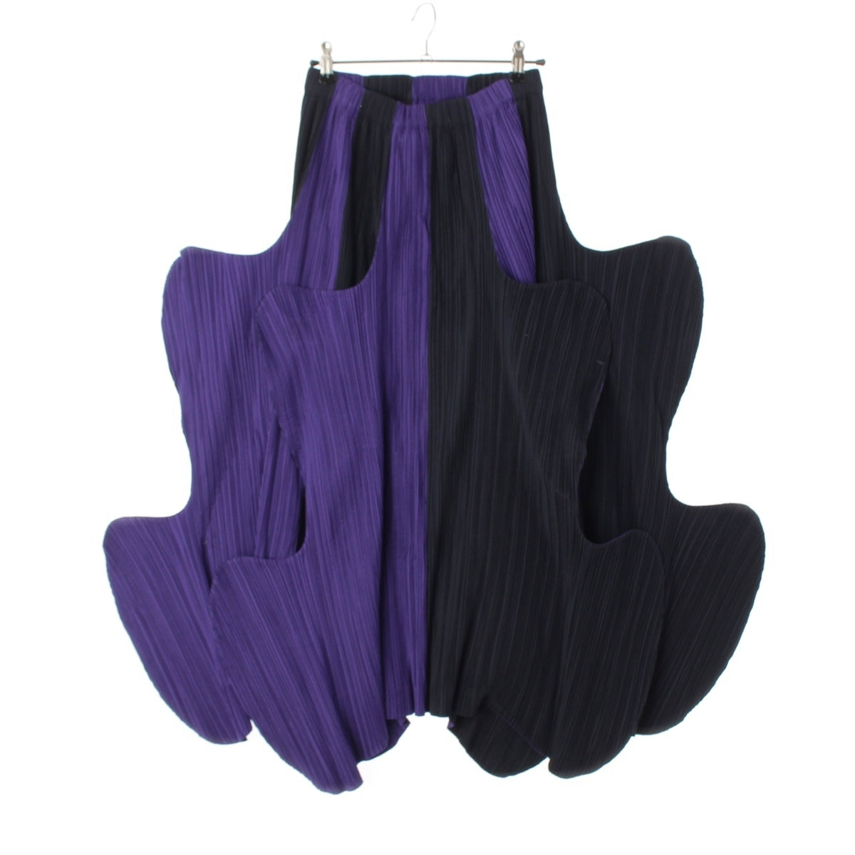 ISSEY MIYAKE CURVED PLEATES Overskirt skirt IM11-FG039 Black purple M