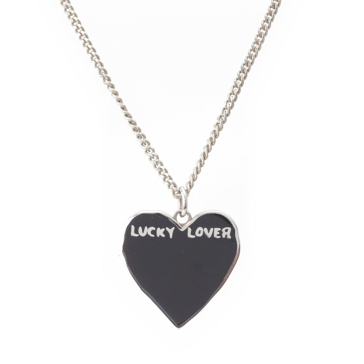 CELINE LUCKY LOVERS Heart Necklace Accessories Ag925 Black x silver 5.0g