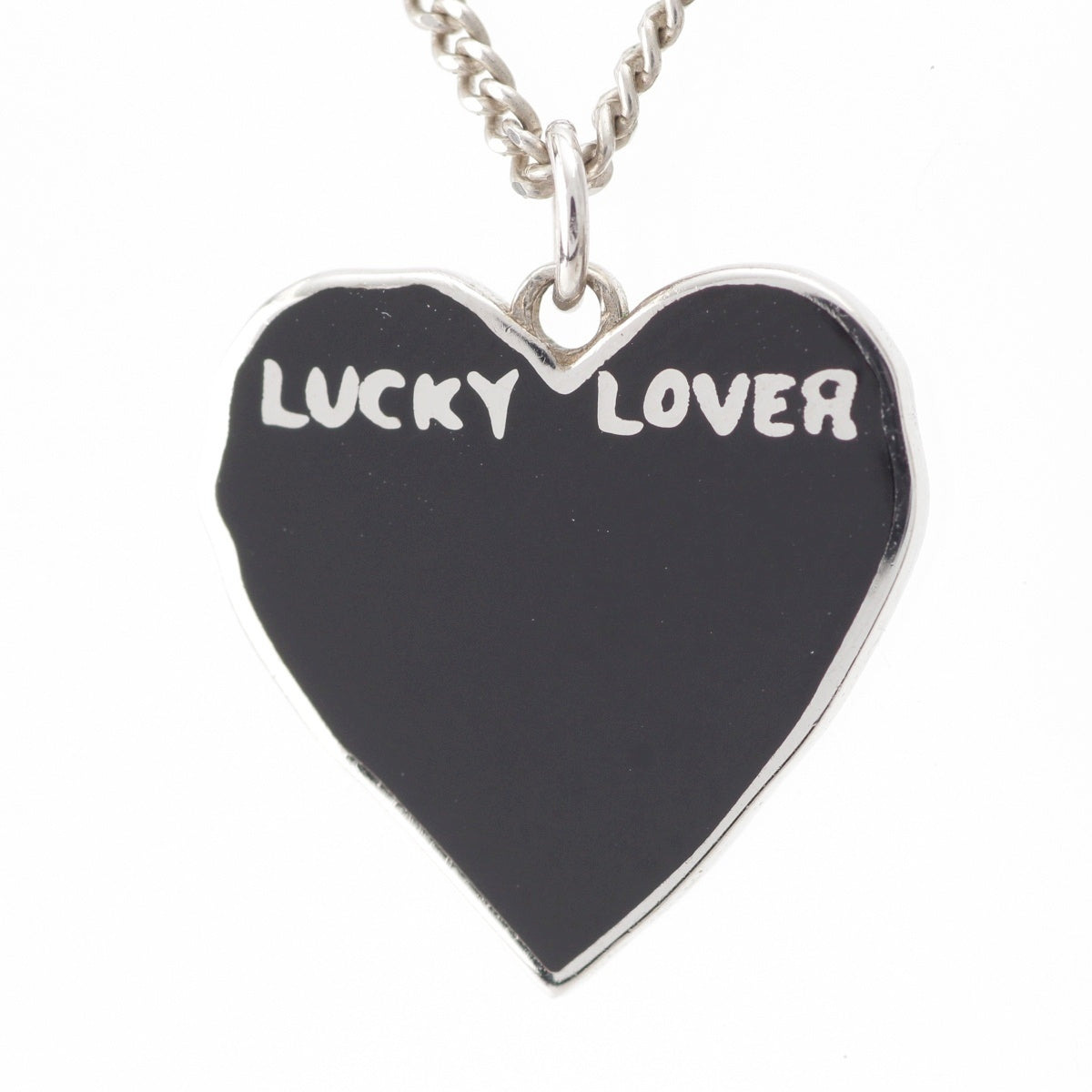 CELINE LUCKY LOVERS Heart Necklace Accessories Ag925 Black x silver 5.0g