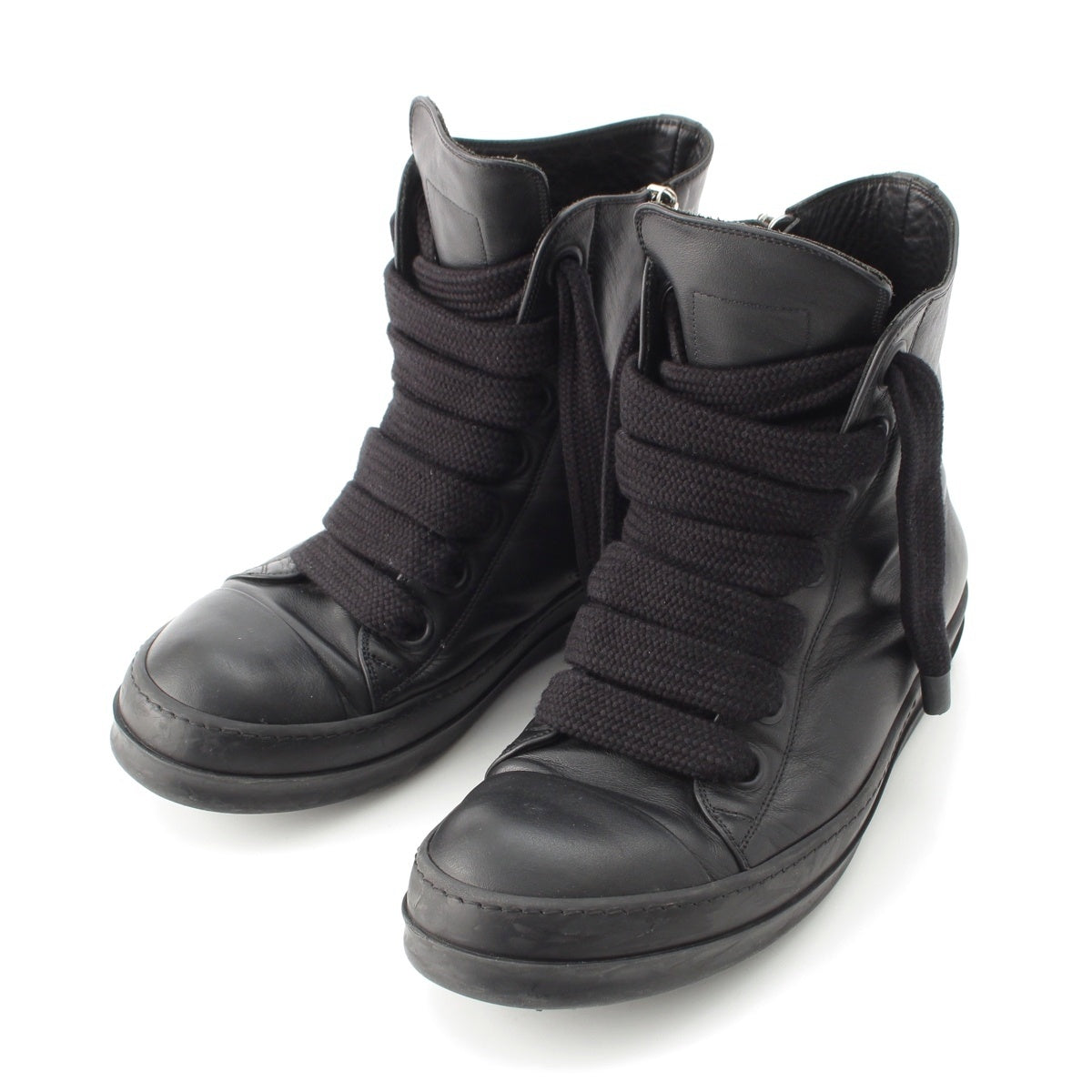 Rick Owens leather Jumbo Lace Side Zip High-Tops sneakers black 45