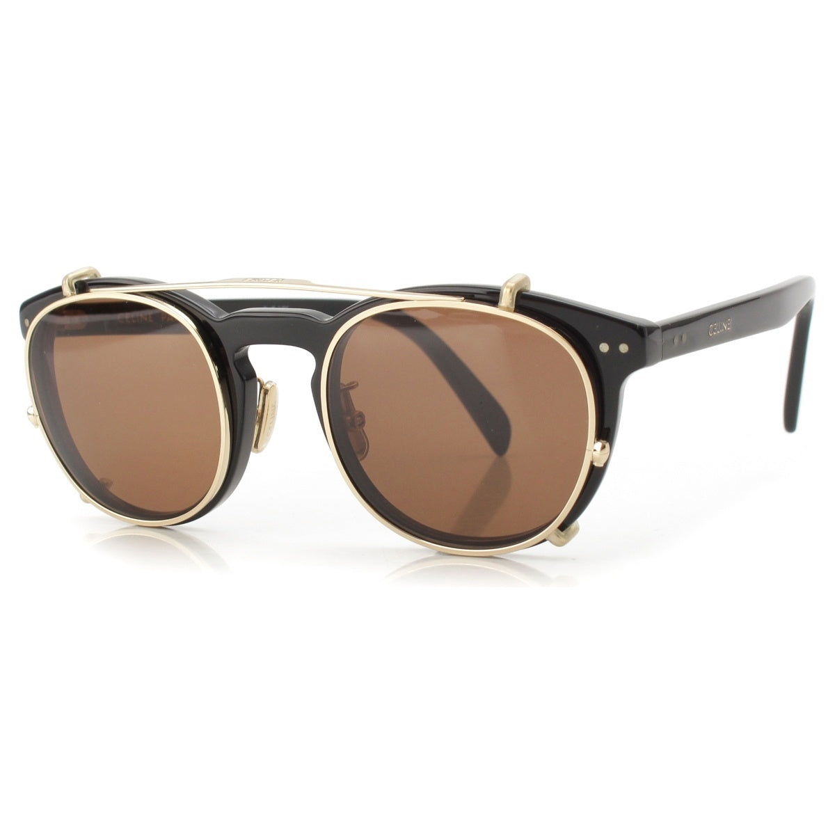 CELINE plastic Clip-on sunglasses Glasses CL40210U Black gold 51□24