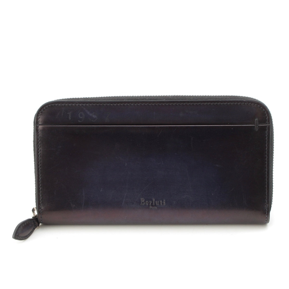 Berluti Itauba Gaspar leather Long zip wallet Purse Navy