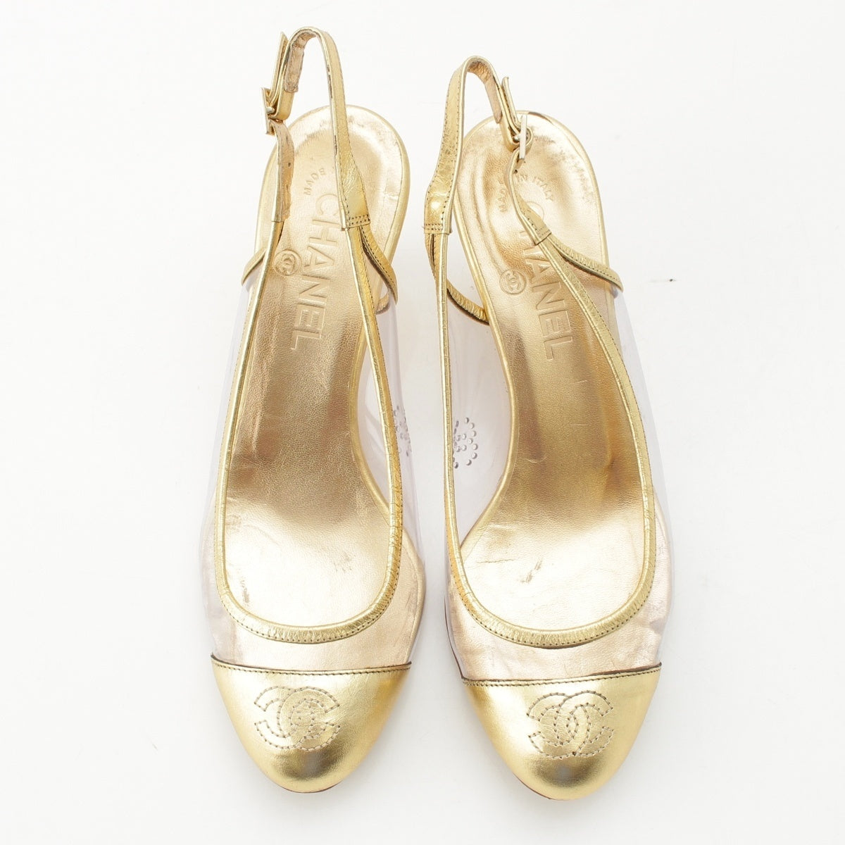 CHANEL slingback pumps Mule COCO Mark G25627 Clear gold 37C