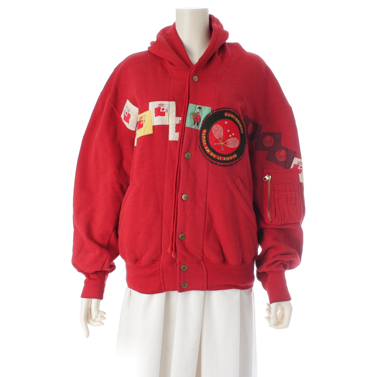 Karl Helmut cotton Early Vintage Patch Logo Hooded Jacket Blouson Red