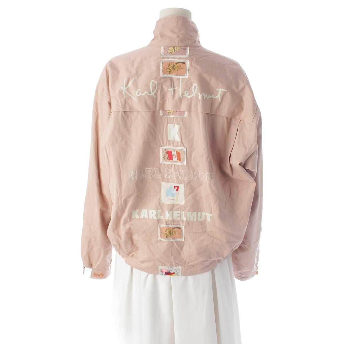 Karl Helmut cotton Early model zip patch logo high neck Blouson pink