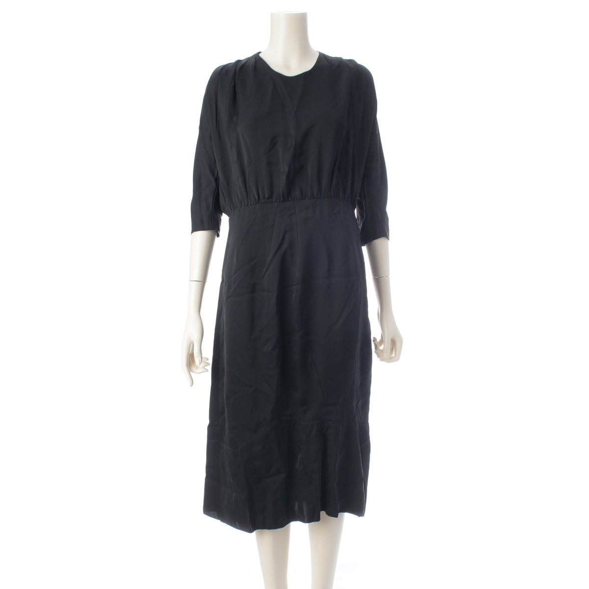 PRADA Viscose 7/8 sleeve, dart, gathered, asymmetrical, modified design. one piece tops skirts black 36