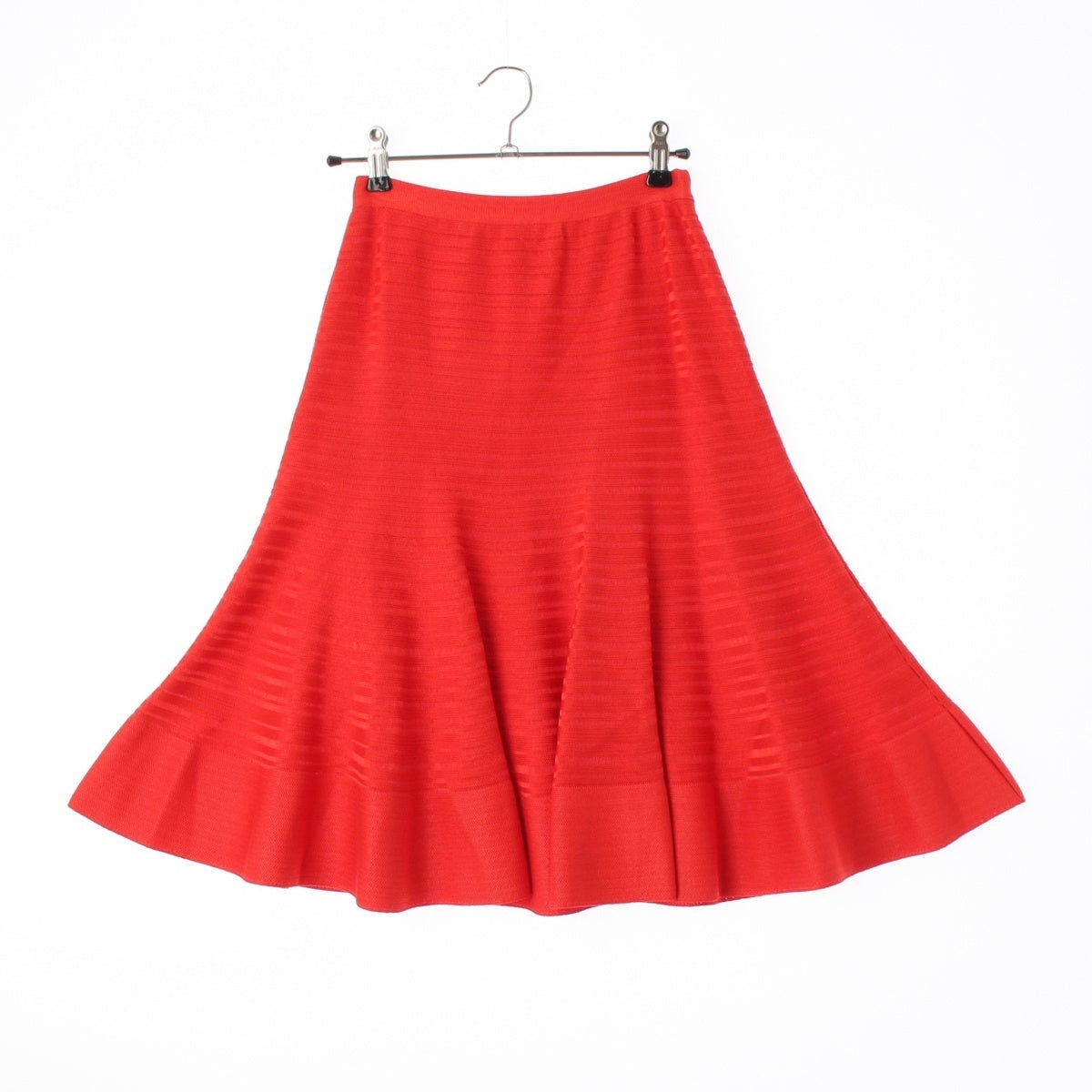 Christian Dior silk Striped flared knit skirt knee length 4C24336AM504 Red 34