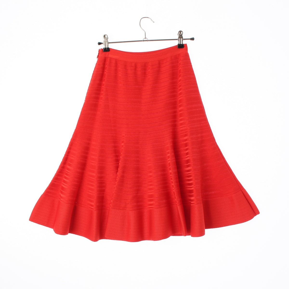 Christian Dior silk Striped flared knit skirt knee length 4C24336AM504 Red 34