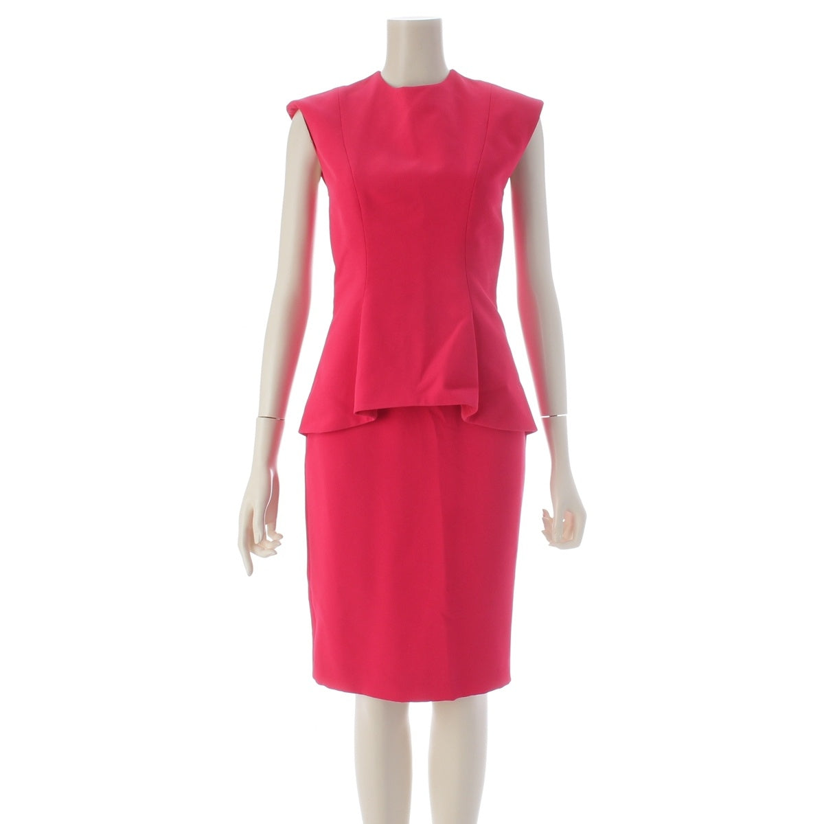 Dior silk Front layered one piece Dress with back zip and short sleeves 3E21656A1624 Hot pink shocking F34