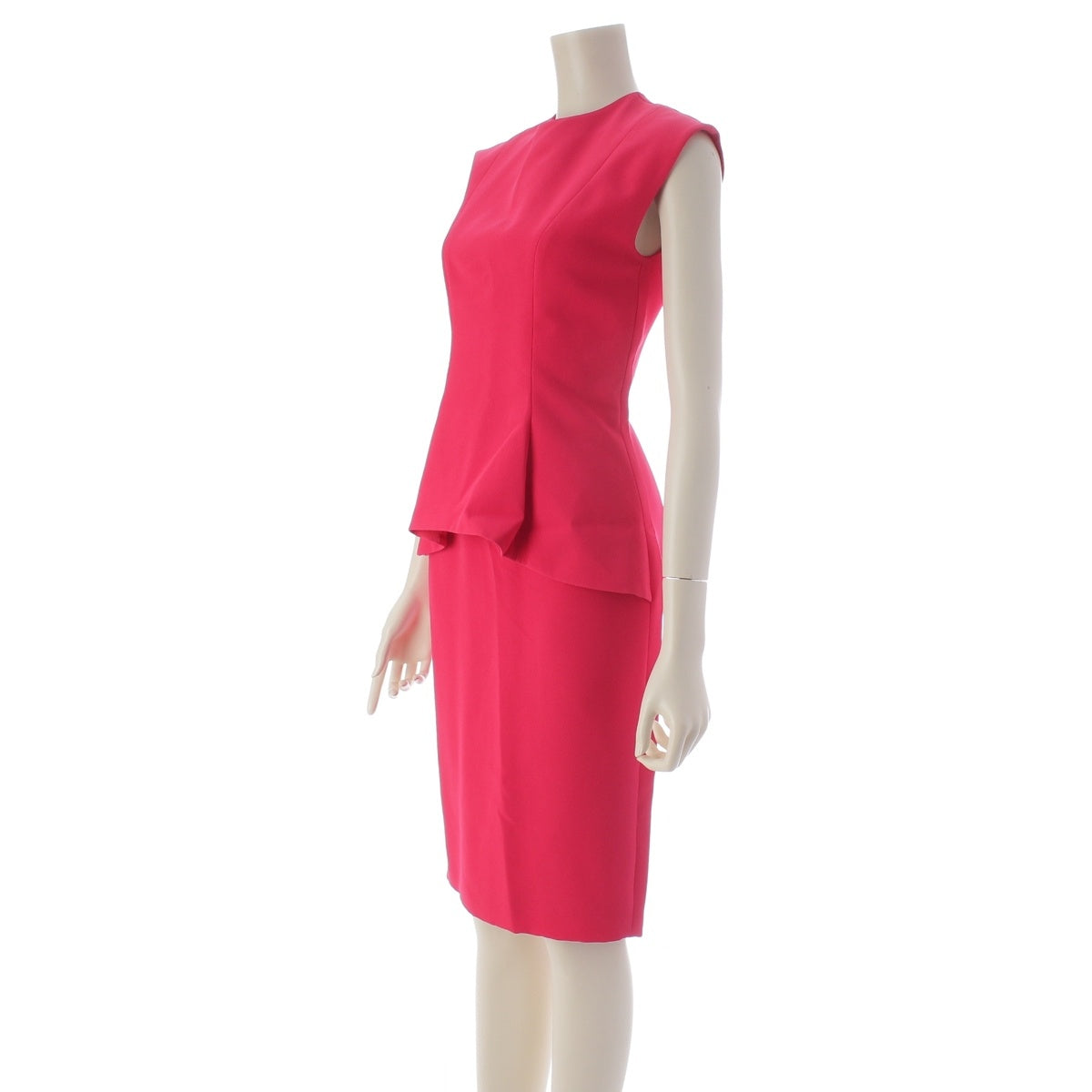 Dior silk Front layered one piece Dress with back zip and short sleeves 3E21656A1624 Hot pink shocking F34