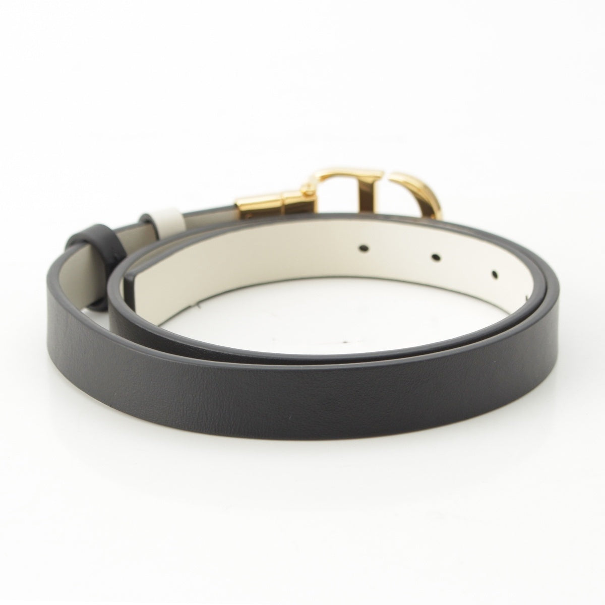 Dior CD Logo 30 Toronto Montaigne 20mm Slim Smooth scarf skin reversible belt B0446UWGA White black