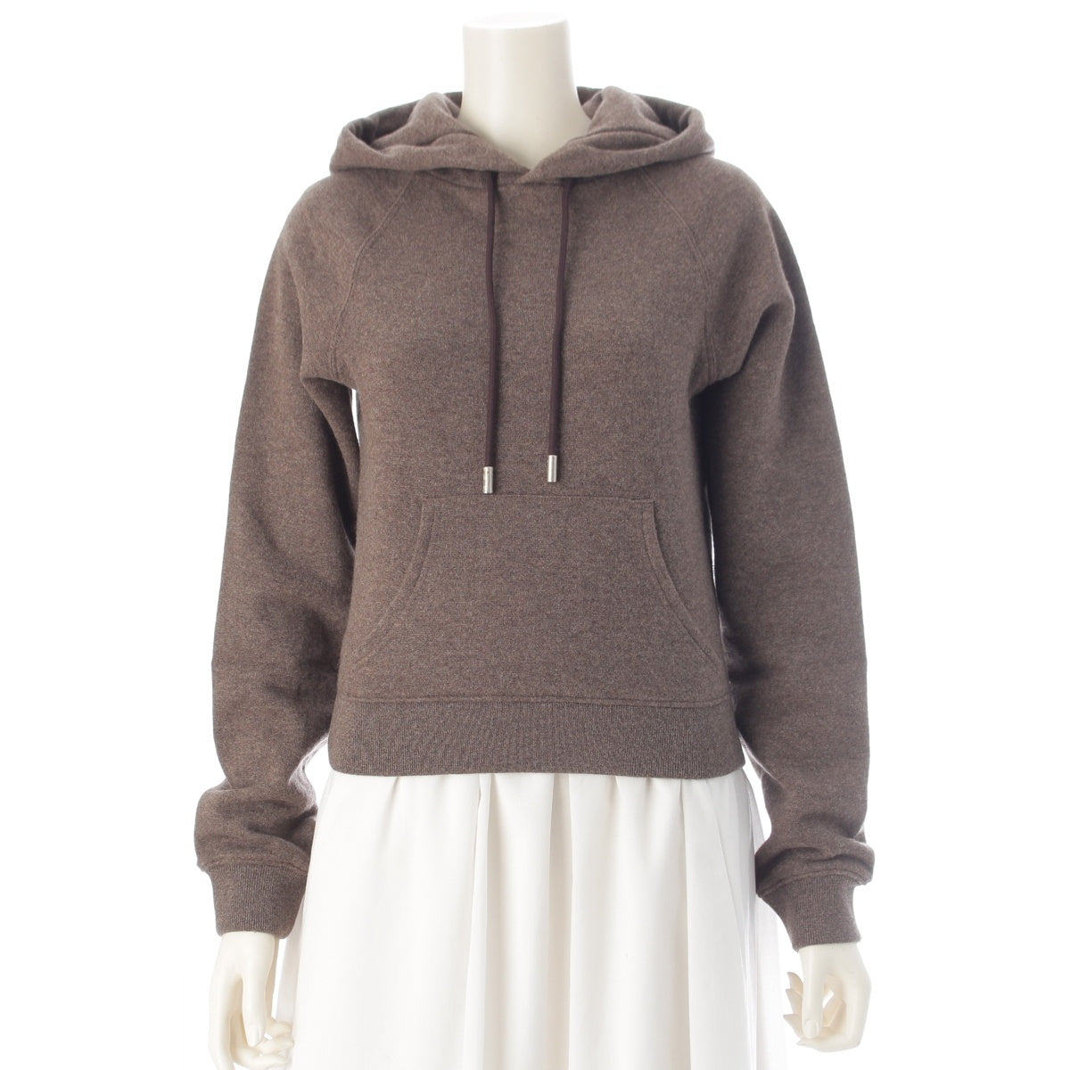 THE ROW TIMMI HOODIE Melange Cashmere Cotton Wool Hoodie drawstring sweat tops 7933-K995 Brown XS