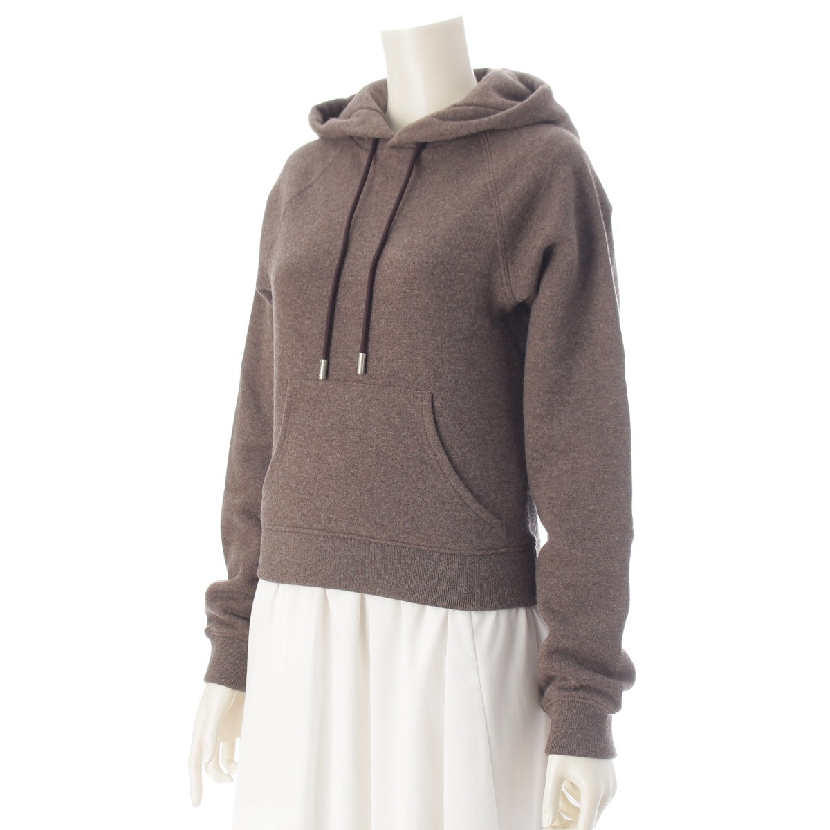 THE ROW TIMMI HOODIE Melange Cashmere Cotton Wool Hoodie drawstring sweat tops 7933-K995 Brown XS