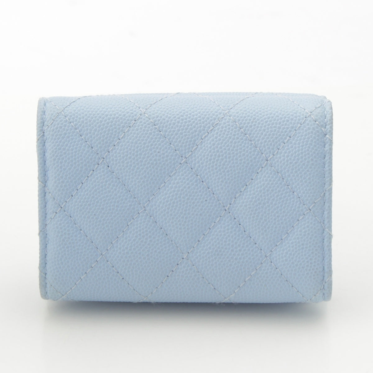 CHANEL Caviar skin Compact Wallet COCO Mark (Random Number) Tri-fold wallet AP0230 Light blue