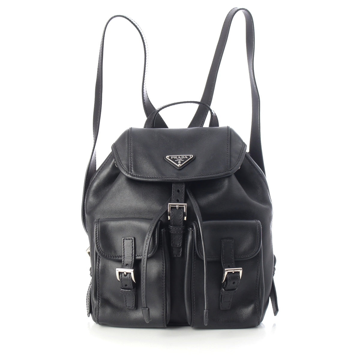 PRADA leather Backpack Backpack Daypack Triangle logo black