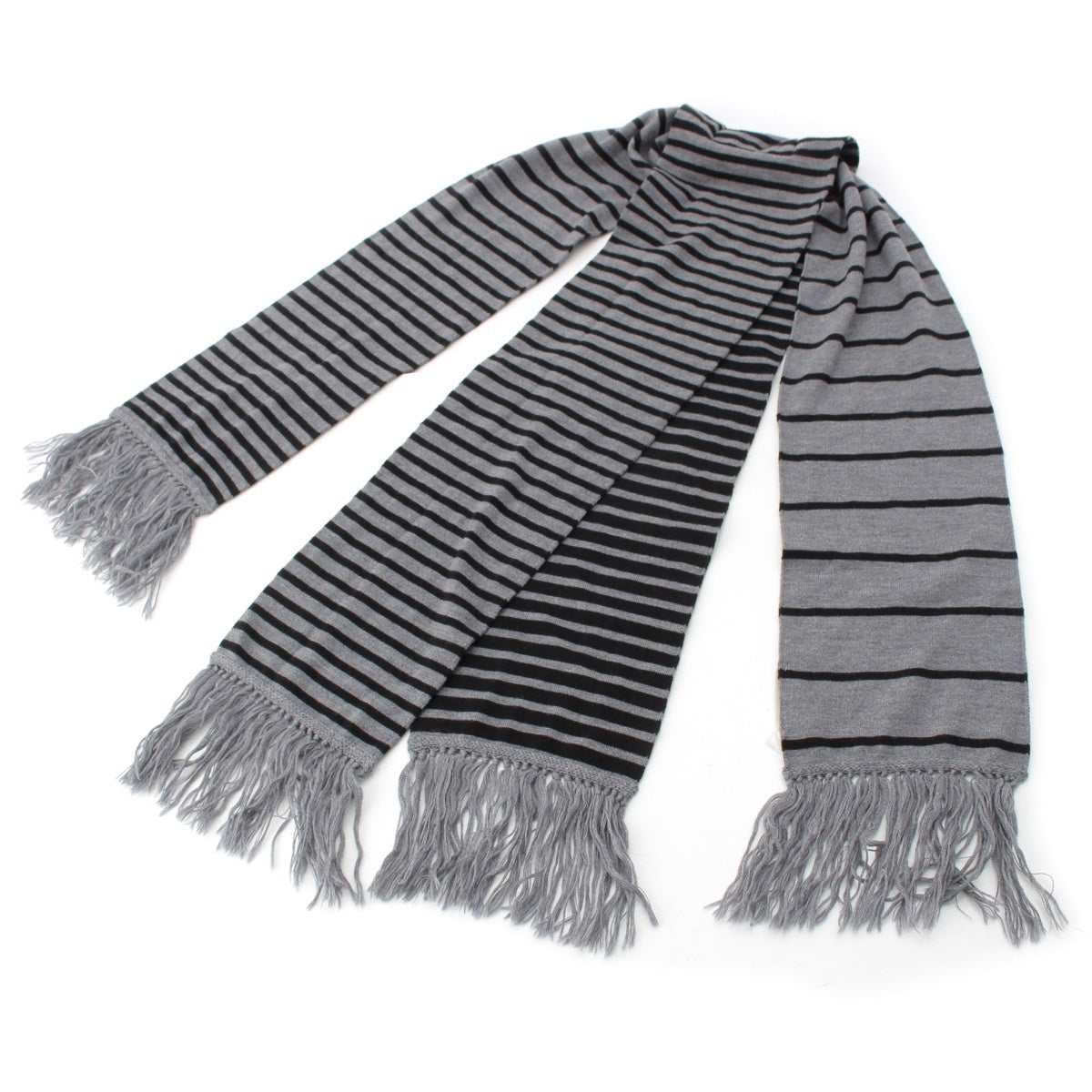 Hussein CHALAYAN archive wool Double-layered docking border Scarf YDI608A Gray black TGU