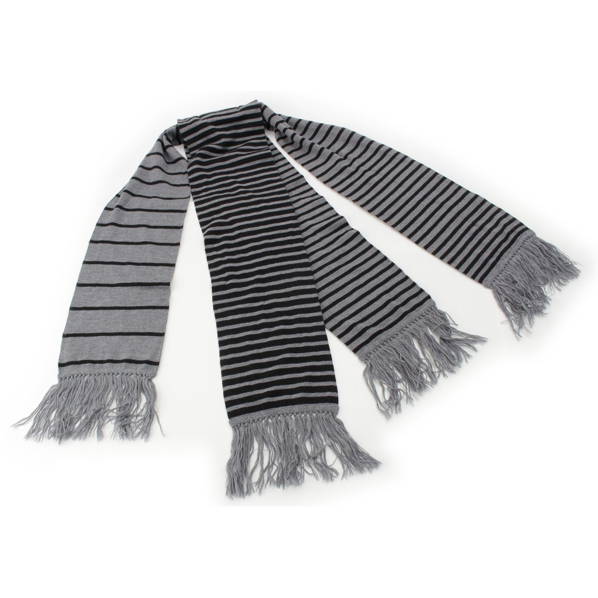 Hussein CHALAYAN archive wool Double-layered docking border Scarf YDI608A Gray black TGU