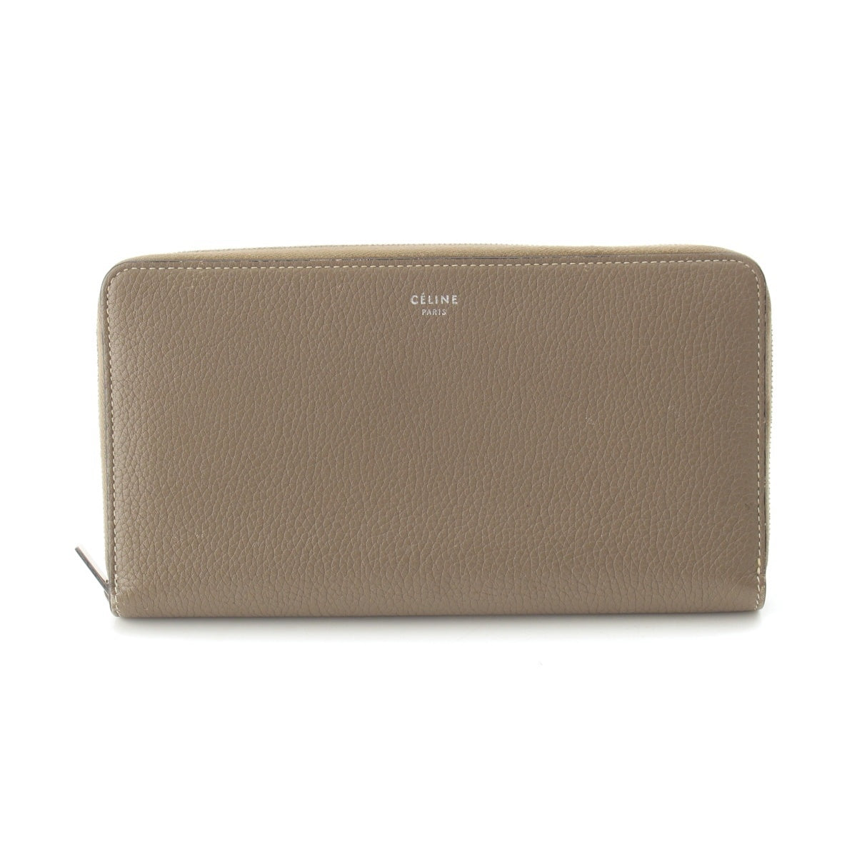CELINE leather Large Multifunction Zip Around Wallet Purse gray