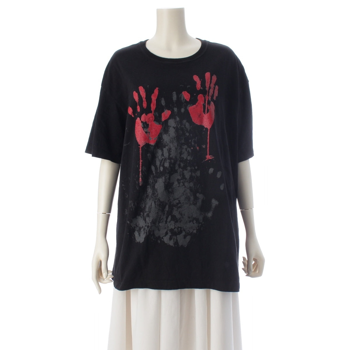Yohji Yamamoto +NOIR Suzume Uchida, "Frustration in a Predicament" Print Short sleeve T-shirt tops Black red 3